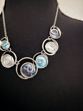 Aqua and Silvertone Necklace
